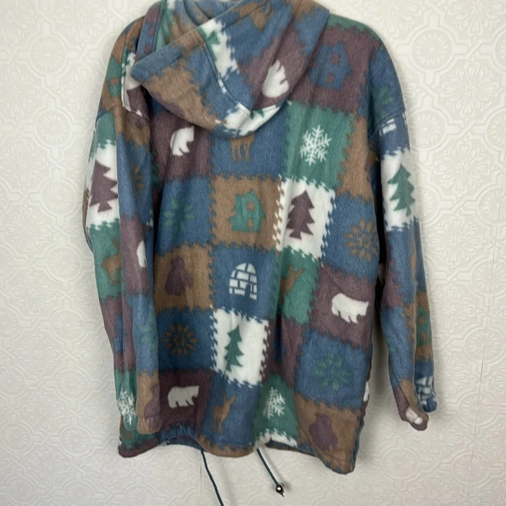 Vintage Camp Shacket Jacket Zip Up Fleece Chore Barn Cabin Bears Forrest Novelty - Picture 9 of 9